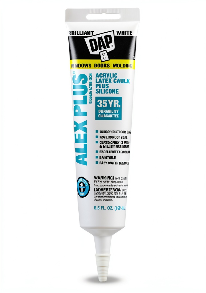 DAP White Alex Plus Caulk applied to tile surface