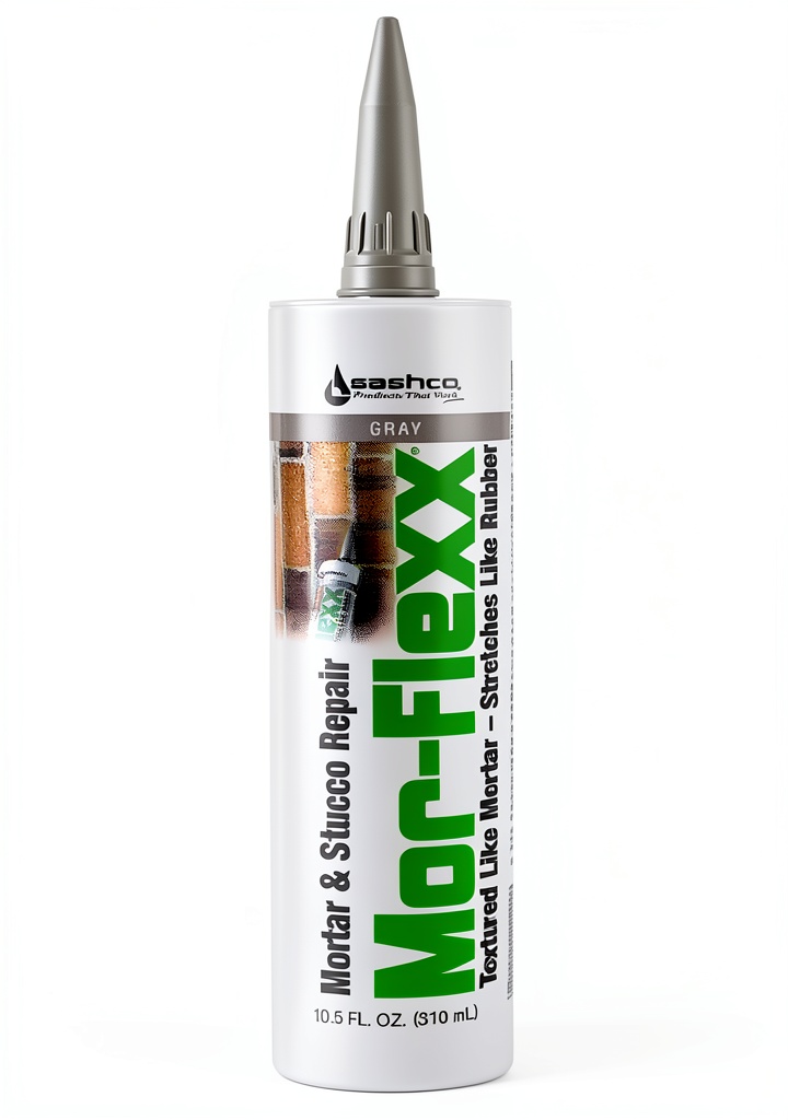 Sashco Mor-Flexx Acrylic Latex Caulk applied to a brick wall