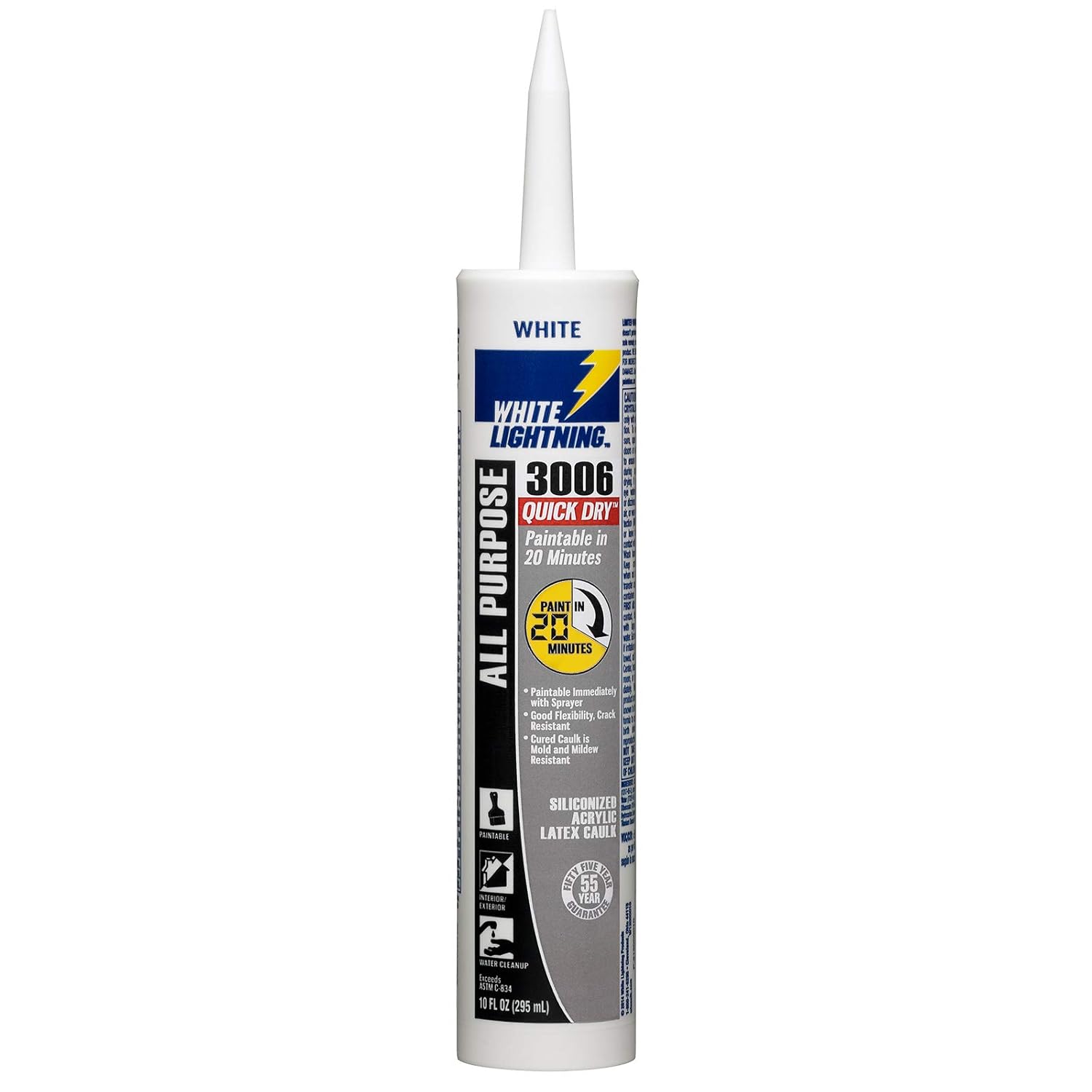 White Lightning Quick Dry Caulk applied to a tile surface