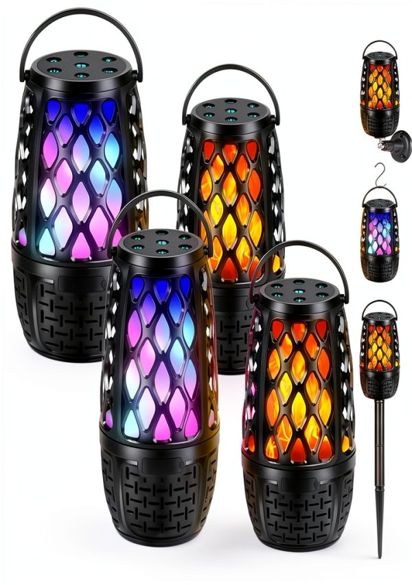 Ulinkbee Outdoor Bluetooth Speakers 4 Pack 10W LED Flame Waterproof-0