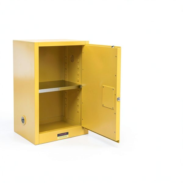 30 Gallon Flammable Storage Cabinet 23 x 18 x 35in, Galvanized Steel Flammable Liquid Storage Cabinet, Adjustable Shelves, Yellow-1