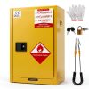 30 Gallon Flammable Storage Cabinet 23 x 18 x 35in, Galvanized Steel Flammable Liquid Storage Cabinet, Adjustable Shelves, Yellow-0
