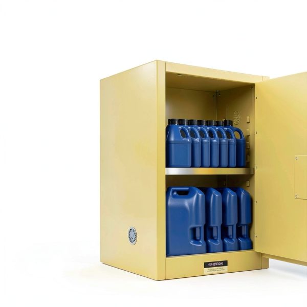 30 Gallon Flammable Storage Cabinet 23 x 18 x 35in, Galvanized Steel Flammable Liquid Storage Cabinet, Adjustable Shelves, Yellow-5