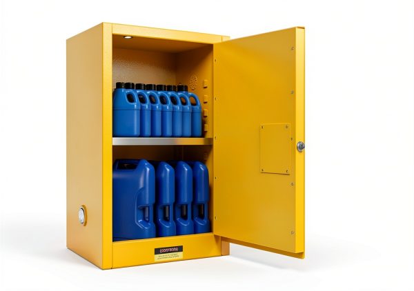 30 Gallon Flammable Storage Cabinet 23 x 18 x 35in, Galvanized Steel Flammable Liquid Storage Cabinet, Adjustable Shelves, Yellow-4