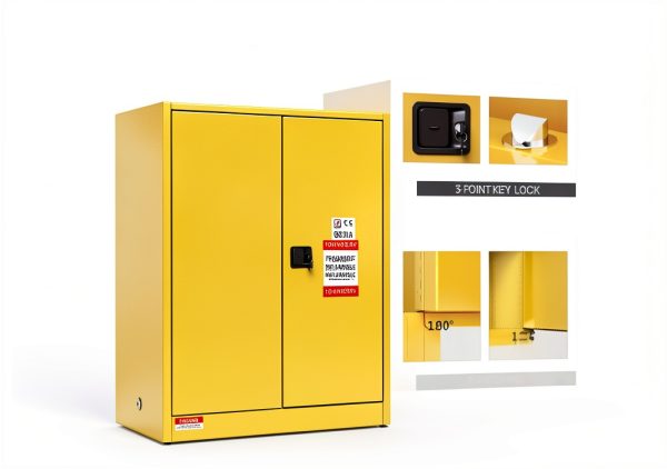 Flammable Cabinet KAER 30 Gallon Yellow Storage with Adjustable Shelf-4